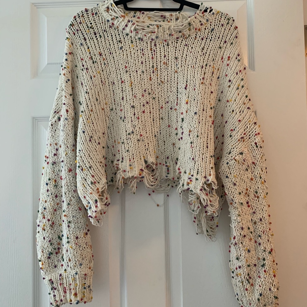 Colorful distressed sweater
